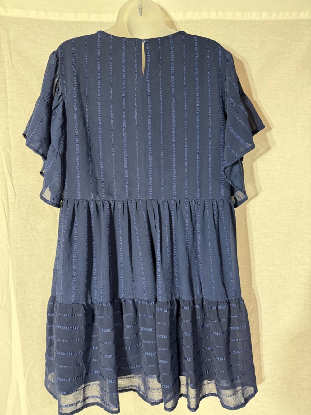 entro Navy Floral Embroidered Tiered Dress Size Large - Picture 6 of 12